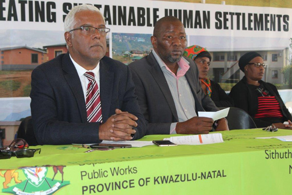 Above (ltr): MEC Ravi Pillay and Chief Stefan Sithole with two community female elders