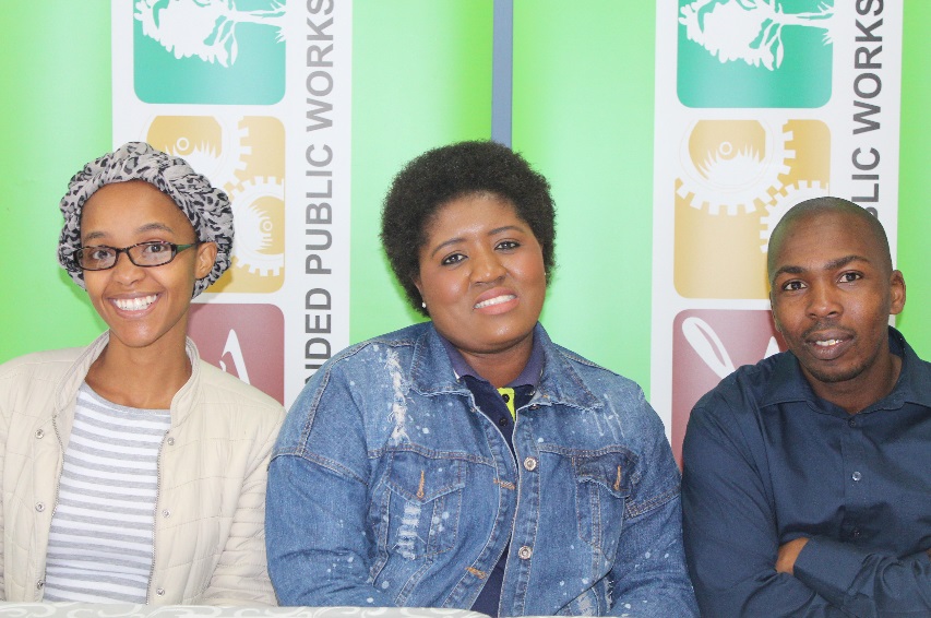 Above(l to r) Department of Public Works officials Mrs Matu Khumalo, Mrs N,F Lembethe