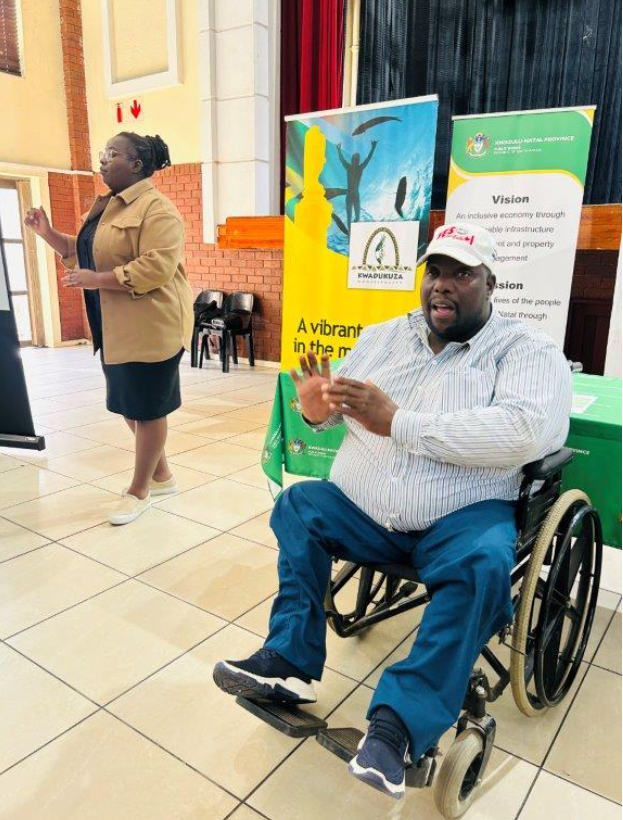 Mr Msawenkosi Sikhakhane Chairperson of the Disability Forum – Ilembe District, delivering a vote of thanks on behalf of the sector.
