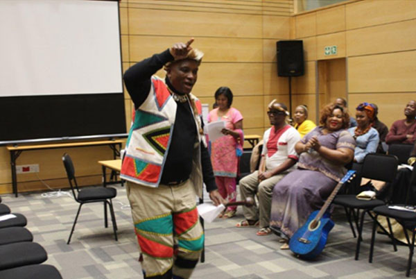 Mr P.W Duma; Chief Director Corporate Services entertaining the staff with a dance